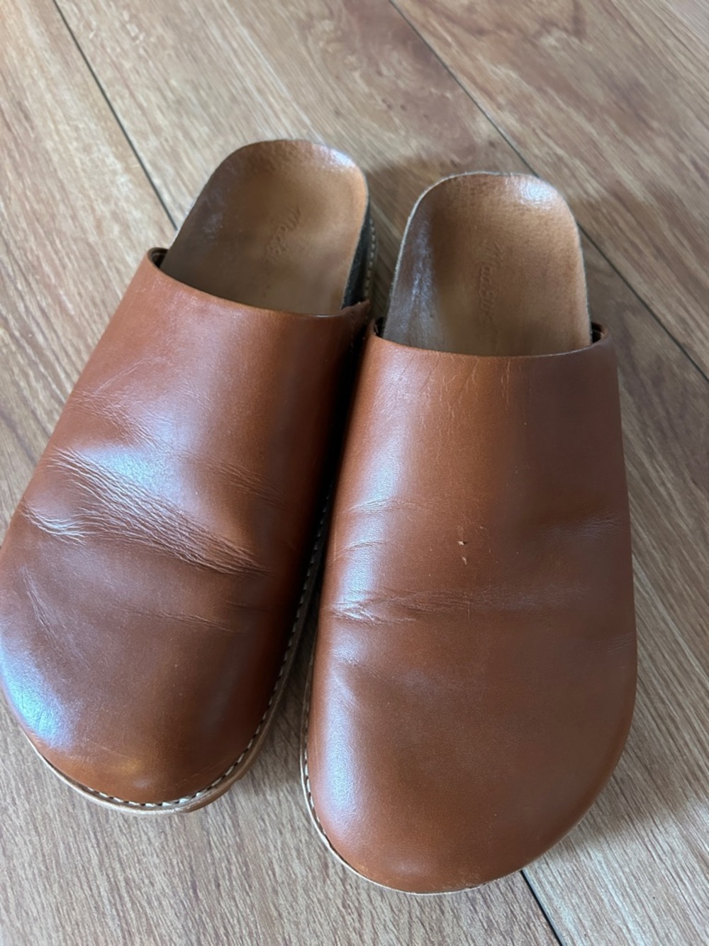Size 8 Madewell Layne Leather Mule Clogs in Cognac Brown